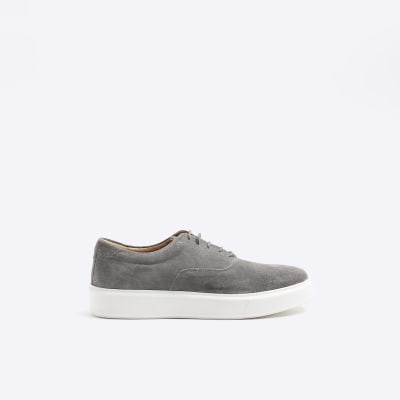 Mens suede trainers clearance grey