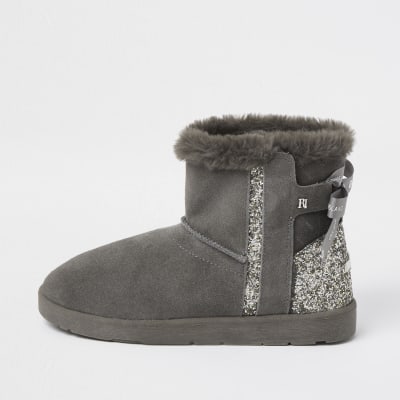 fur lined grey boots