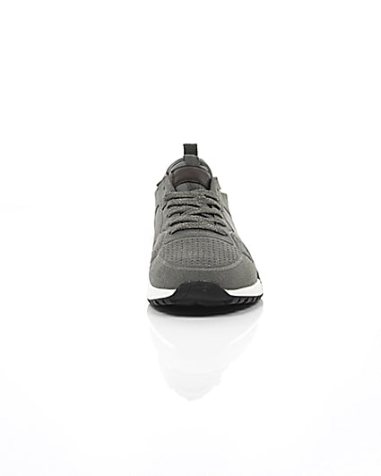 360 degree animation of product Grey suede runner trainers frame-4
