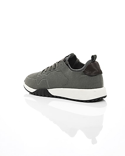 360 degree animation of product Grey suede runner trainers frame-19