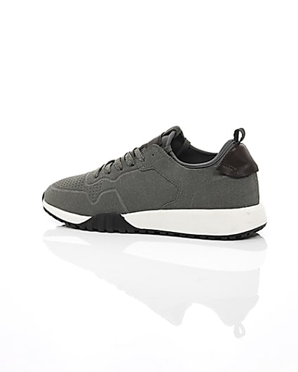 360 degree animation of product Grey suede runner trainers frame-20