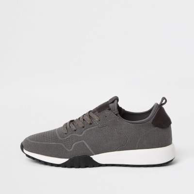 Grey suede runner trainers