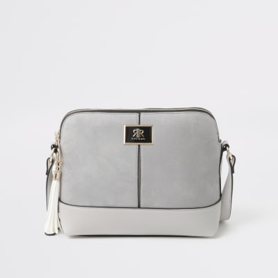 river island grey suede bag