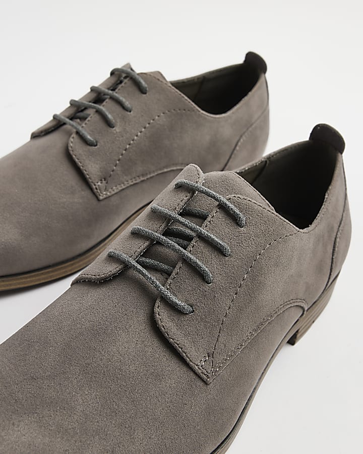 Grey suedette derby shoes