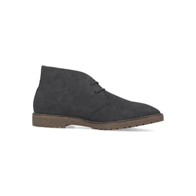 360 degree animation of product Grey Suedette Desert Boots frame-16