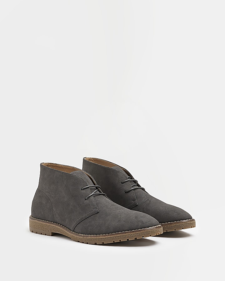 Grey Suedette Desert Boots