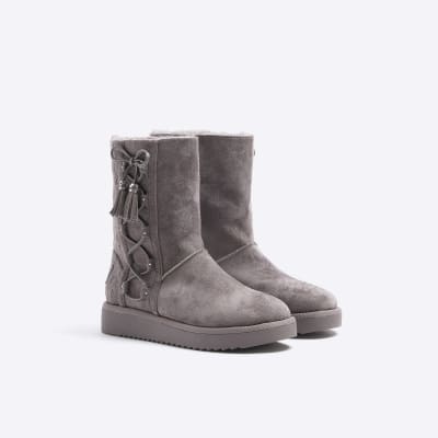 Grey cheap short boots