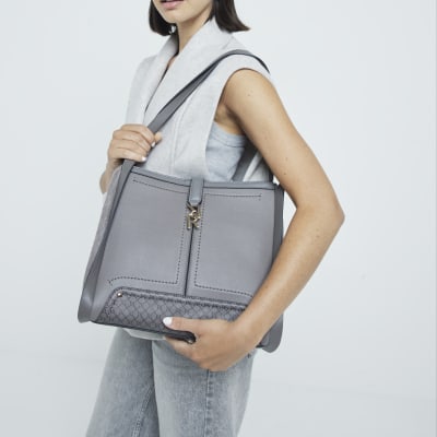 River island grey and white bag sale