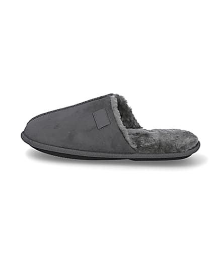 360 degree animation of product Grey suedette mule slippers frame-4