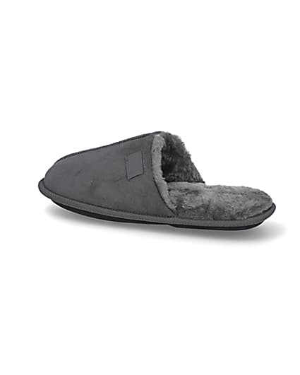360 degree animation of product Grey suedette mule slippers frame-5