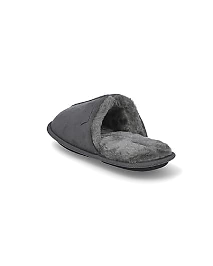 360 degree animation of product Grey suedette mule slippers frame-7