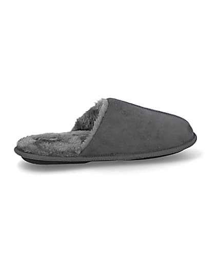 360 degree animation of product Grey suedette mule slippers frame-14
