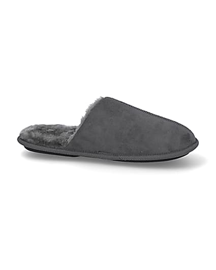 360 degree animation of product Grey suedette mule slippers frame-16