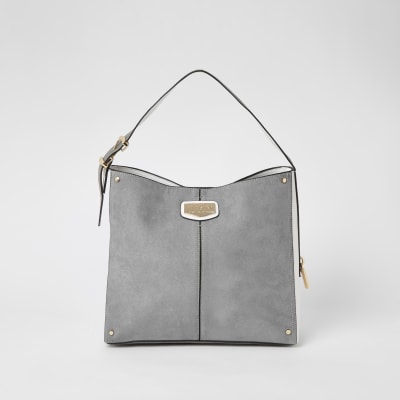 grey handbag