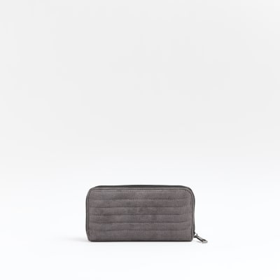 grey quilted purse