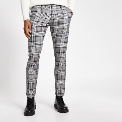 grey tartan pants mens