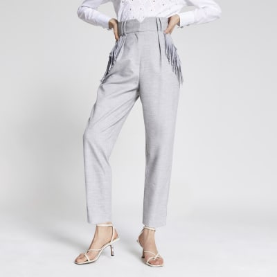 ladies grey tapered trousers