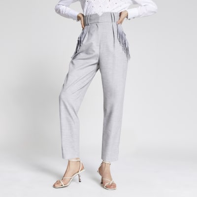 ladies grey tapered trousers