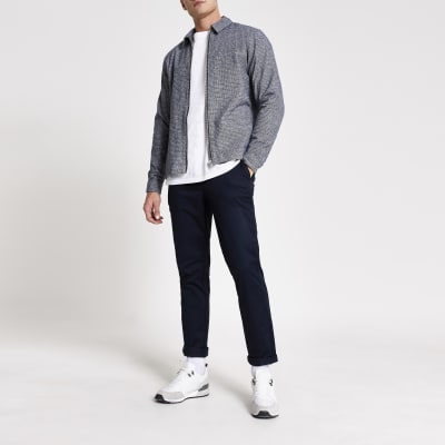 Grey textured zip through shacket | River Island