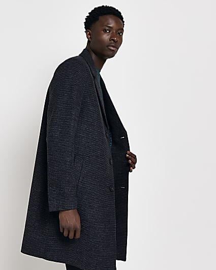 Grey Twill button through wool coat