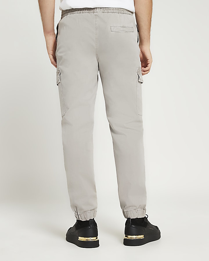 Grey washed cargo trousers