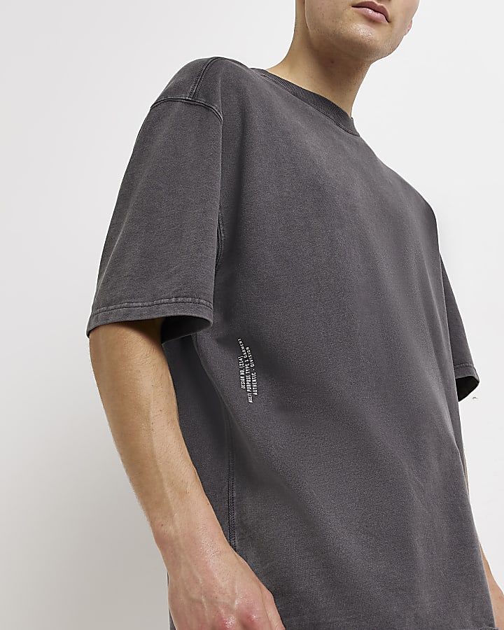 Grey Washed graphic Regular fit t-shirt