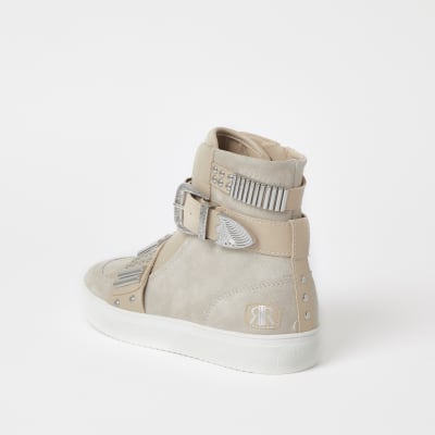 Grey western high top trainer
