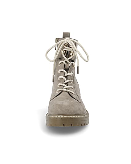 360 degree animation of product Grey wide fit chunky lace-up boots frame-21