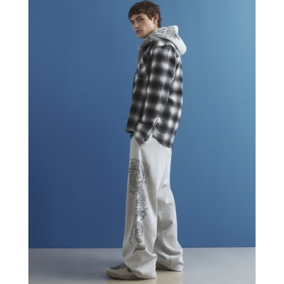 Grey Wide Fit Japanese Snake Joggers