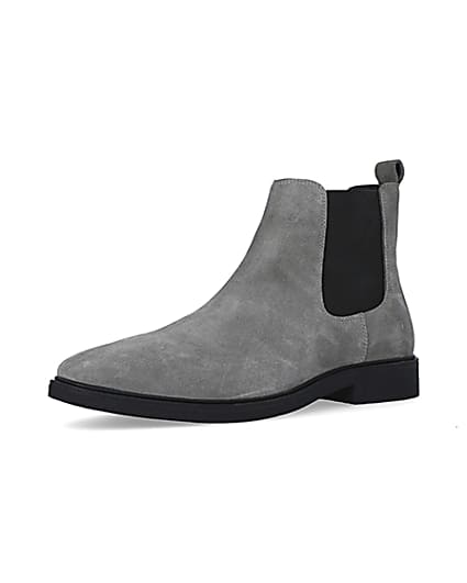 360 degree animation of product Grey Wide fit Suede Chelsea Boots frame-1