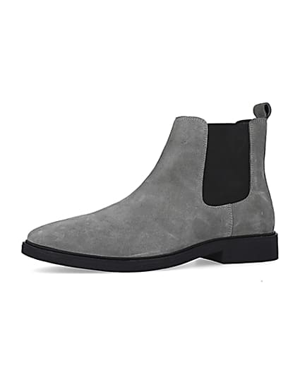 360 degree animation of product Grey Wide fit Suede Chelsea Boots frame-2