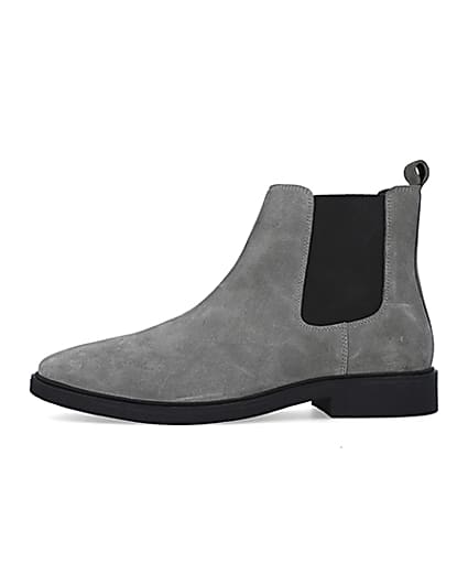 360 degree animation of product Grey Wide fit Suede Chelsea Boots frame-3