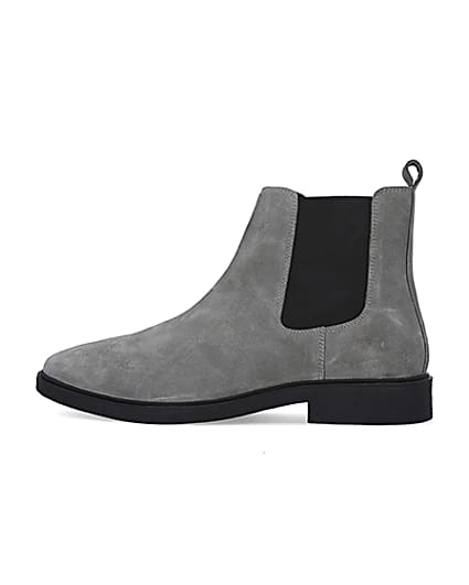 360 degree animation of product Grey Wide fit Suede Chelsea Boots frame-4