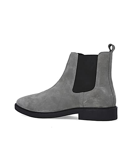 360 degree animation of product Grey Wide fit Suede Chelsea Boots frame-5