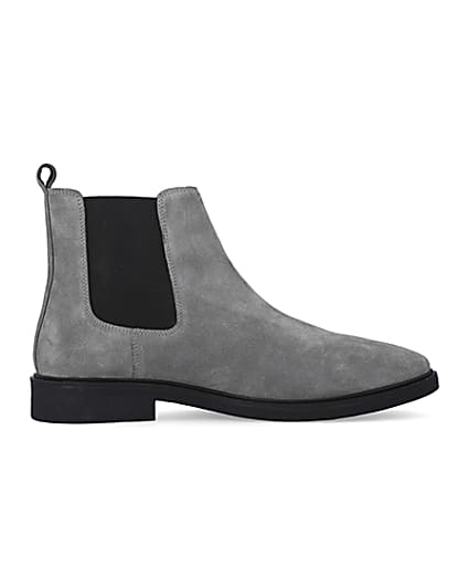 360 degree animation of product Grey Wide fit Suede Chelsea Boots frame-15