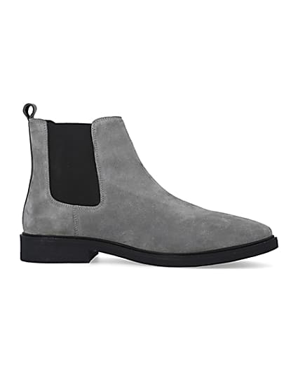 360 degree animation of product Grey Wide fit Suede Chelsea Boots frame-16