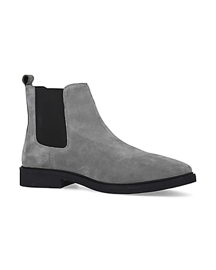 360 degree animation of product Grey Wide fit Suede Chelsea Boots frame-17