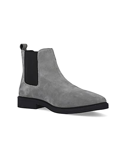 360 degree animation of product Grey Wide fit Suede Chelsea Boots frame-18