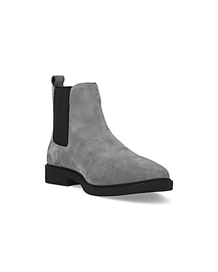 360 degree animation of product Grey Wide fit Suede Chelsea Boots frame-19