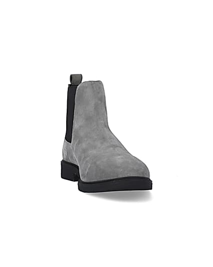 360 degree animation of product Grey Wide fit Suede Chelsea Boots frame-20