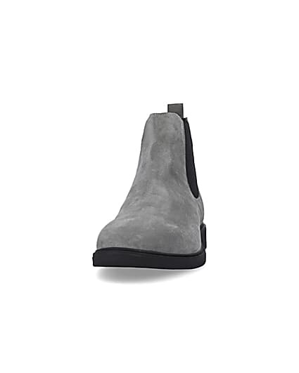 360 degree animation of product Grey Wide fit Suede Chelsea Boots frame-22