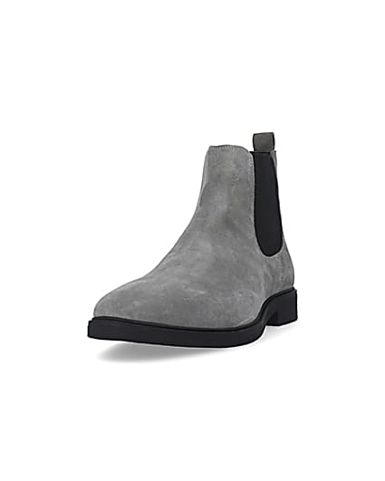 360 degree animation of product Grey Wide fit Suede Chelsea Boots frame-23