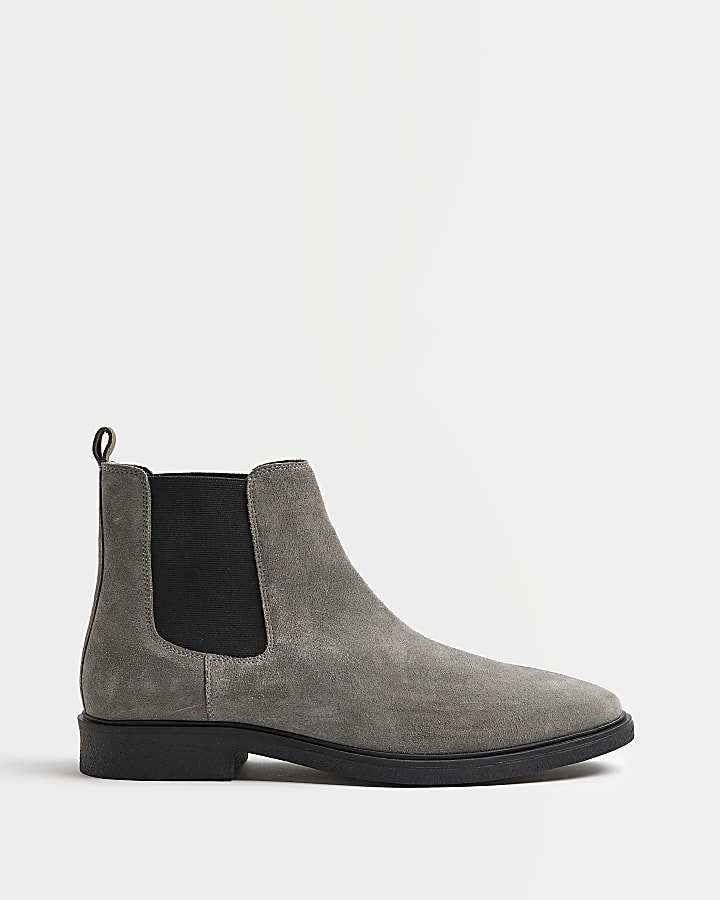 Grey Wide fit Suede Chelsea Boots