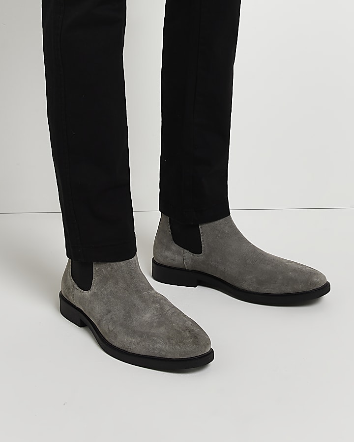 Grey Wide fit Suede Chelsea Boots