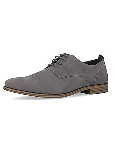 360 degree animation of product Grey wide fit suedette derby shoes frame-1