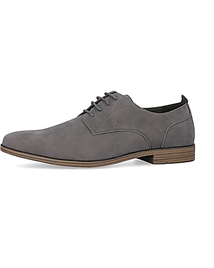 360 degree animation of product Grey wide fit suedette derby shoes frame-2