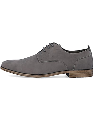 360 degree animation of product Grey wide fit suedette derby shoes frame-3