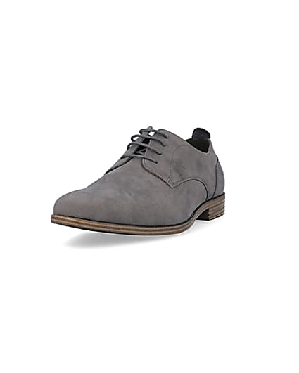 360 degree animation of product Grey wide fit suedette derby shoes frame-23