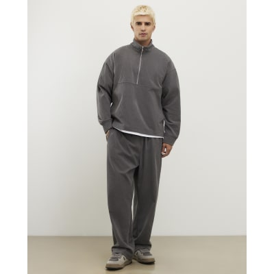 Grey Wide Leg Corduroy Joggers