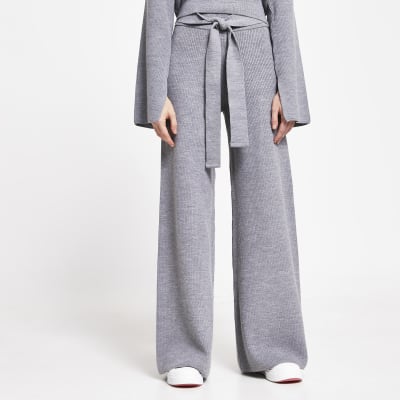 Grey wide leg loungewear trousers | River Island